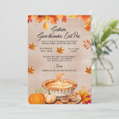 Geef Bedankt Eat Pie Thanksgiving Dinner Party Kaart (Staand voorkant)