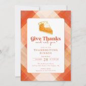 Geef Bedankt Eet taart Thanksgiving Diner Kaart (Voorkant)