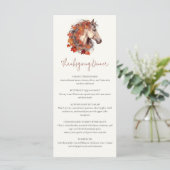 Geef Bedankt Elegant Horse Equestrian Thanksgiving Menu (Staand voorkant)
