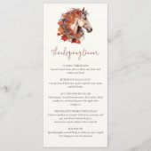 Geef Bedankt Elegant Horse Equestrian Thanksgiving Menu (Voorkant)