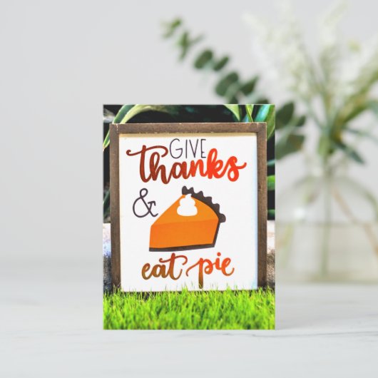Geef Bedankt en eet Thanksgiving uit Briefkaart (Staand voorkant)