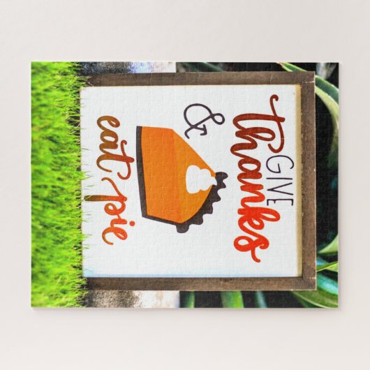 Geef Bedankt en eet Thanksgiving uit Legpuzzel (Horizontaal)