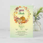 Geef Bedankt Fall Bladeren Krans Thanksgiving Dine Kaart (Staand voorkant)