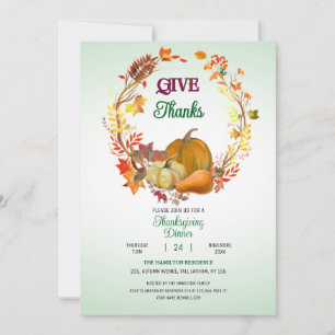 Geef Bedankt Fall Bladeren Krans Thanksgiving Dine Kaart