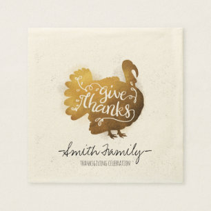 Geef Bedankt. Familie Thanksgiving vieren. Servet