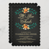 Geef Bedankt Floral Thanksgiving Dinner Party Kaart (Voorkant / Achterkant)