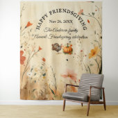 Geef Bedankt Friendsgiving Party Afbeelding Achter Wandkleed (In situ)