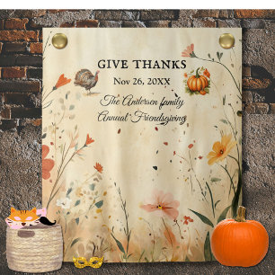 Geef Bedankt Friendsgiving Party Afbeelding Achter Wandkleed