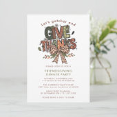 Geef Bedankt Friendsgiving Thanksgiving Diner Kaart (Staand voorkant)