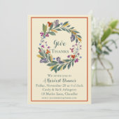 Geef Bedankt Harvest Wreath Invitation Kaart (Staand voorkant)