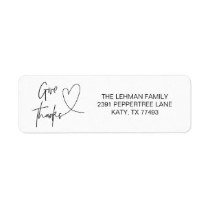 Geef Bedankt Heart Thanksgiving Envelope Labels