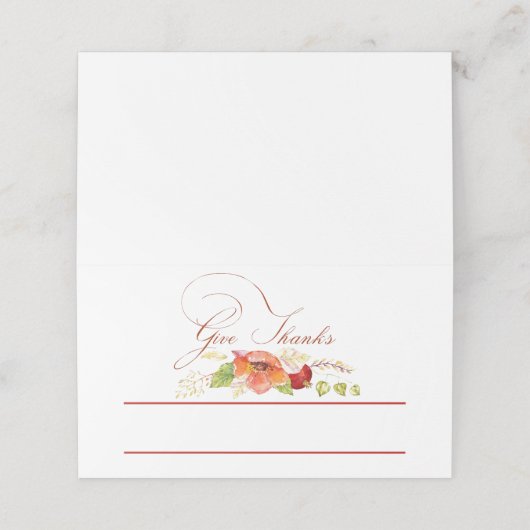 Geef Bedankt herfst floraal (Buitenkant ongevouwen)