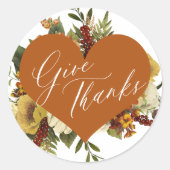 Geef Bedankt herfst herfst rustieke bloemen Thanks Ronde Sticker (Voorkant)