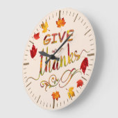 Geef Bedankt Herfst Rustic Thanksgiving Monogram Grote Klok (Hoek)