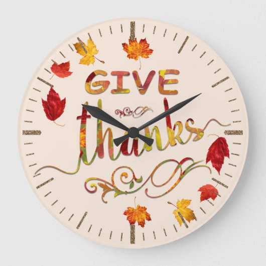 Geef Bedankt Herfst Rustic Thanksgiving Monogram Grote Klok (Voorkant)