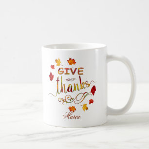 Geef Bedankt Herfst Rustic Thanksgiving Monogram Koffiemok