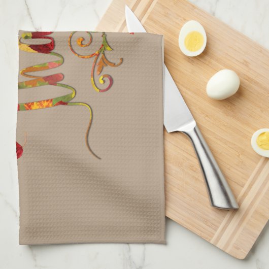 Geef Bedankt Herfst Rustic Thanksgiving Monogram Theedoek (Quarter Fold)