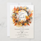 Geef bedankt herfstkrans Thanksgiving Kaart (Voorkant)