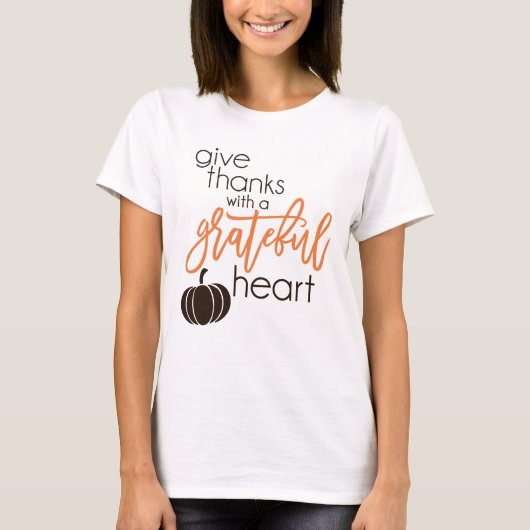 Geef Bedankt met een grateful hartslag T-shirt (Voorkant)