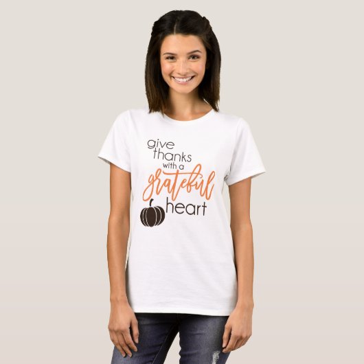 Geef Bedankt met een grateful hartslag T-shirt (Voorkant volledig)