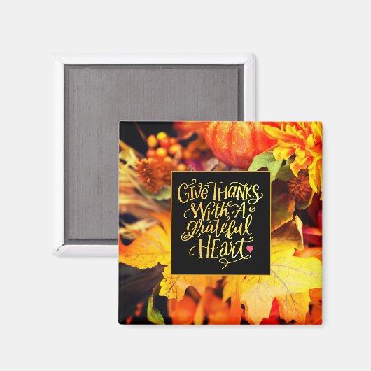 Geef Bedankt met een Grateful Heart Herfst Flowers Magneet (Voorkant / Achterkant)