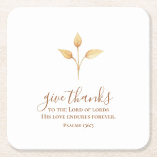 Geef Bedankt minimalistische Waterverf Thanksgivin Vierkante Kartonnen Onderzetter