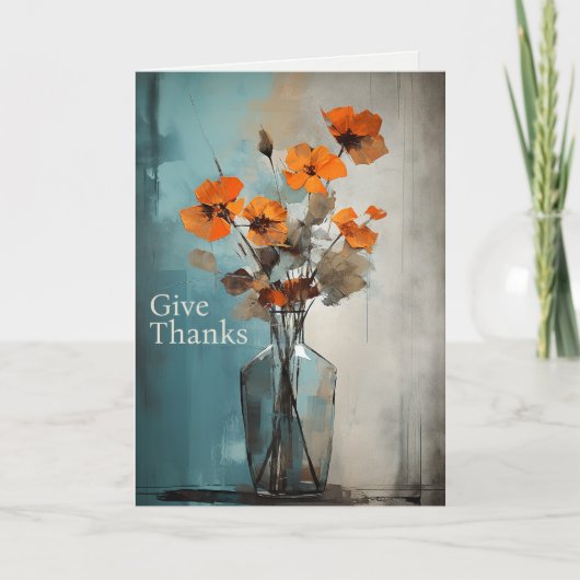 Geef Bedankt | Modern Flower and Vase Thanksgiving Feestdagen Kaart (Voorkant)