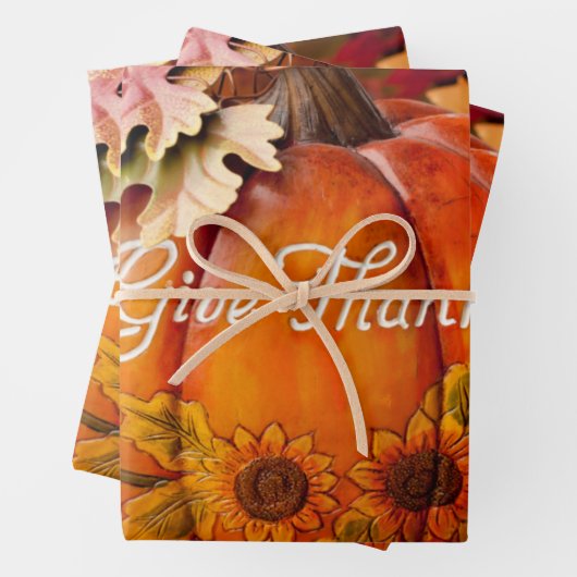 Geef Bedankt mooie Thanksgiving pompoen Inpakpapier Vel (In situ)