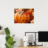 Geef Bedankt mooie Thanksgiving pompoen Poster (Thuiskantoor)