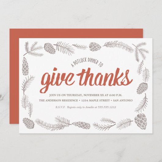 Geef Bedankt Potluck Kaart (Voorkant / Achterkant)