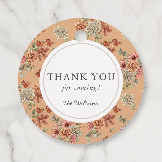 Geef Bedankt Pumpkin & White Dahlia Thanksgiving Bedankjes Labels (Achterkant)