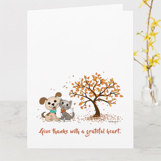 Geef Bedankt! Schattigee Thanksgiving Herfst Puppy Kaart (Gele Bloem)