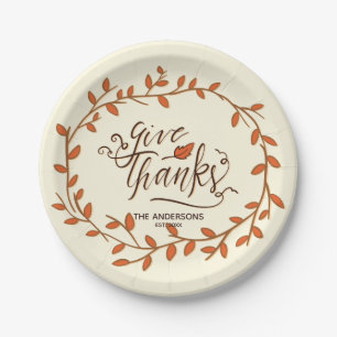 Geef Bedankt.Thanksgiving. Aangepaste naam en datu Papieren Bordje
