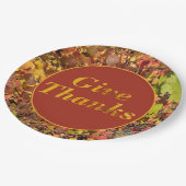 Geef Bedankt Thanksgiving Bloembladeren Papier Bor Papieren Bordje (Gekanteld)