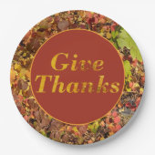 Geef Bedankt Thanksgiving Bloembladeren Papier Bor Papieren Bordje (Voorkant)