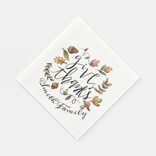 Geef Bedankt. Thanksgiving Familie Viering. Servetten (Hoek)