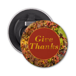 Geef Bedankt Thanksgiving Floral Leaves Button Flesopener