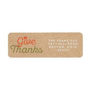 Geef Bedankt Thanksgiving Kraft Paper-adreslabel Etiket