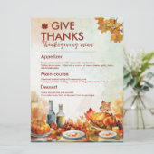 Geef bedankt Thanksgiving menu laat herfst herfst (Staand voorkant)