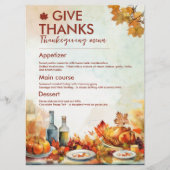Geef bedankt Thanksgiving menu laat herfst herfst (Voorkant)