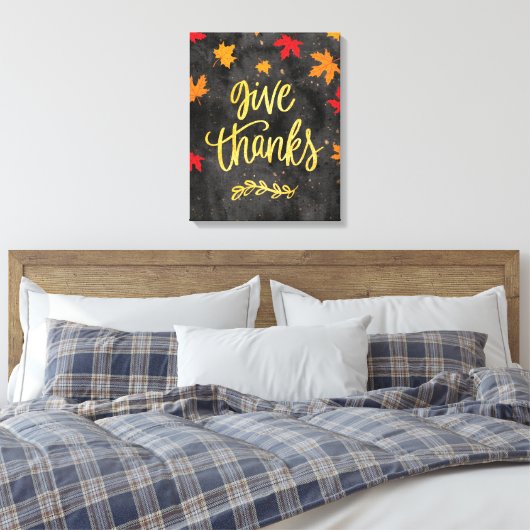 Geef Bedankt, Thanksgiving muurkunst Canvas Afdruk (Insitu (Slaapkamer))