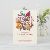 GEEF BEDANKT VRIENDSGIVING FESTIVE FALL LEAVES KAART (Staand voorkant)