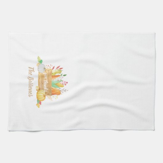 Geef Bedankt Waterverf Oogst Thanksgiving Theedoek (Horizontaal)