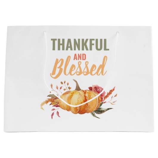 Geef Bedankt Waterverf Pompoen Thanksgiving Groot Groot Cadeauzakje (Voorkant)