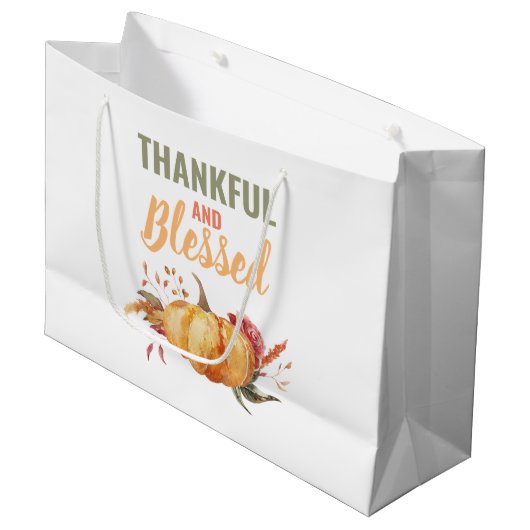 Geef Bedankt Waterverf Pompoen Thanksgiving Groot Groot Cadeauzakje (Voorkant Gekanteld)