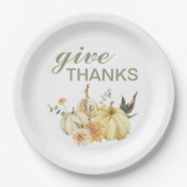 Geef Bedankt Waterverf Pumpkin Papieren Bordje (Voorkant)