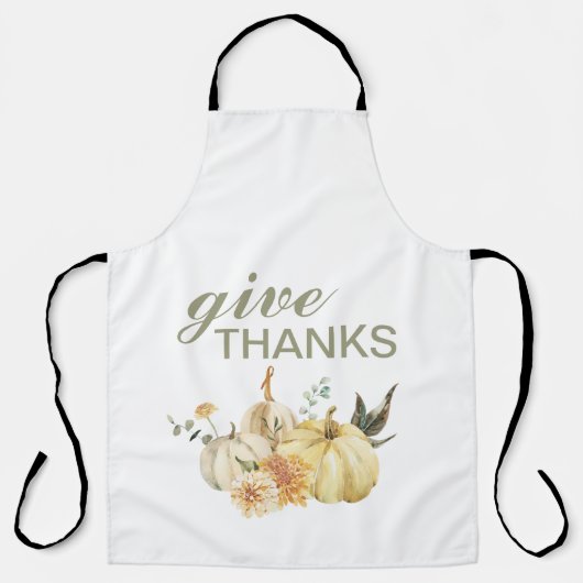 Geef Bedankt Waterverf Pumpkin Schort (Voorkant)