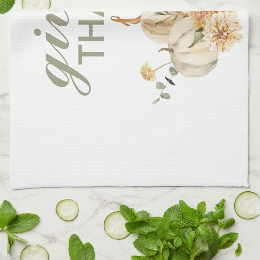 Geef Bedankt Waterverf Pumpkin Theedoek (Gevouwen)