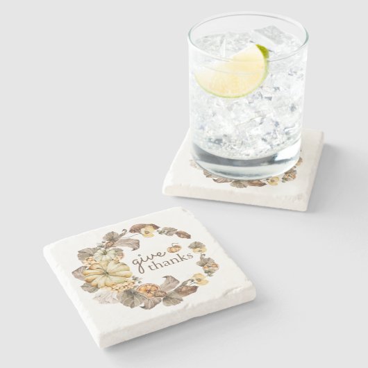 Geef Bedankt Waterverf Pumpkins Wreate Herfst Ston Stenen Onderzetter (Zijkant)