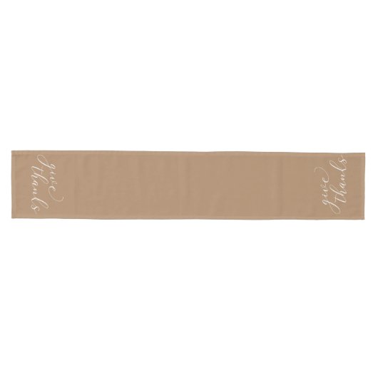 Geef Bedankt White Script op bruine Thanksgiving Medium Tafelloper (Horizontaal)